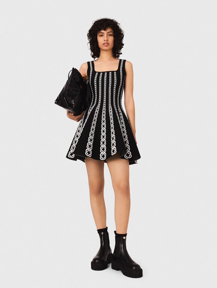 Abito corto in maglia jacquard