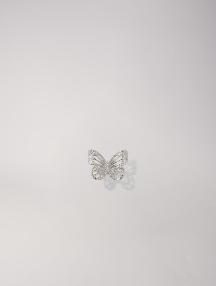 Anello a farfalla con strass