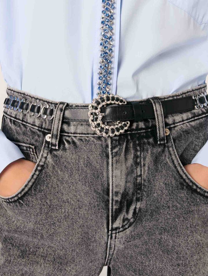 Camicia in popeline con strass