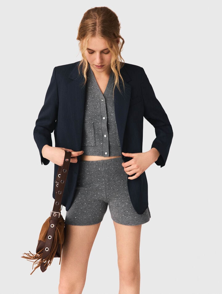 Shorts in maglia con strass