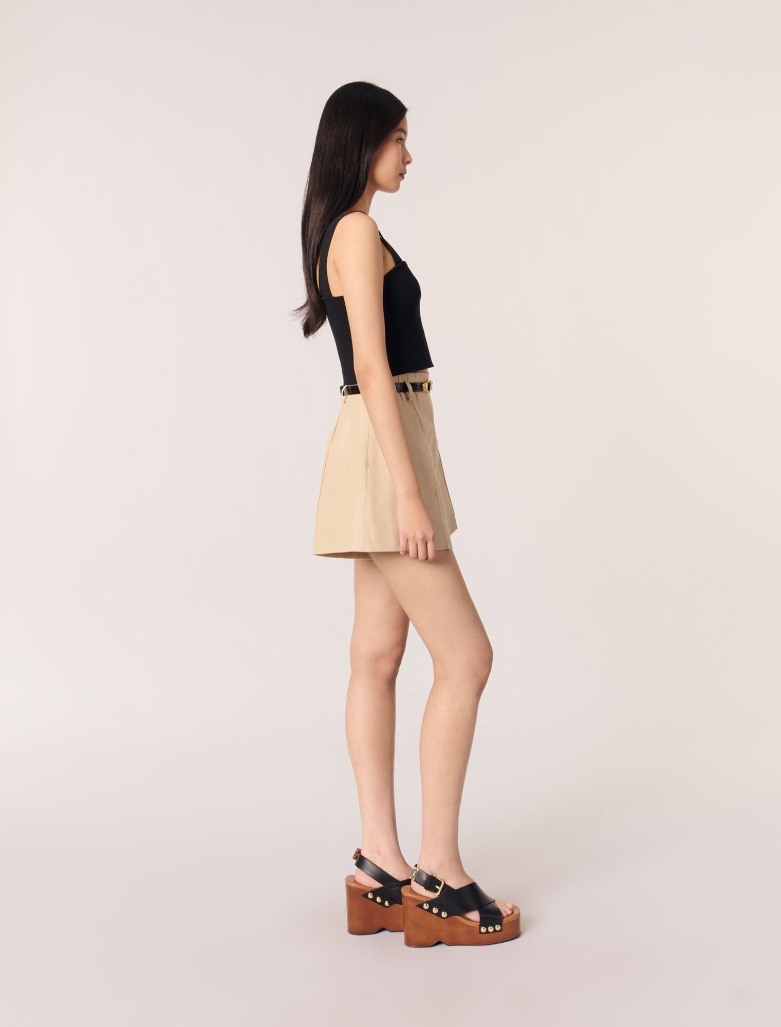 Top crop in maglia con spalline
