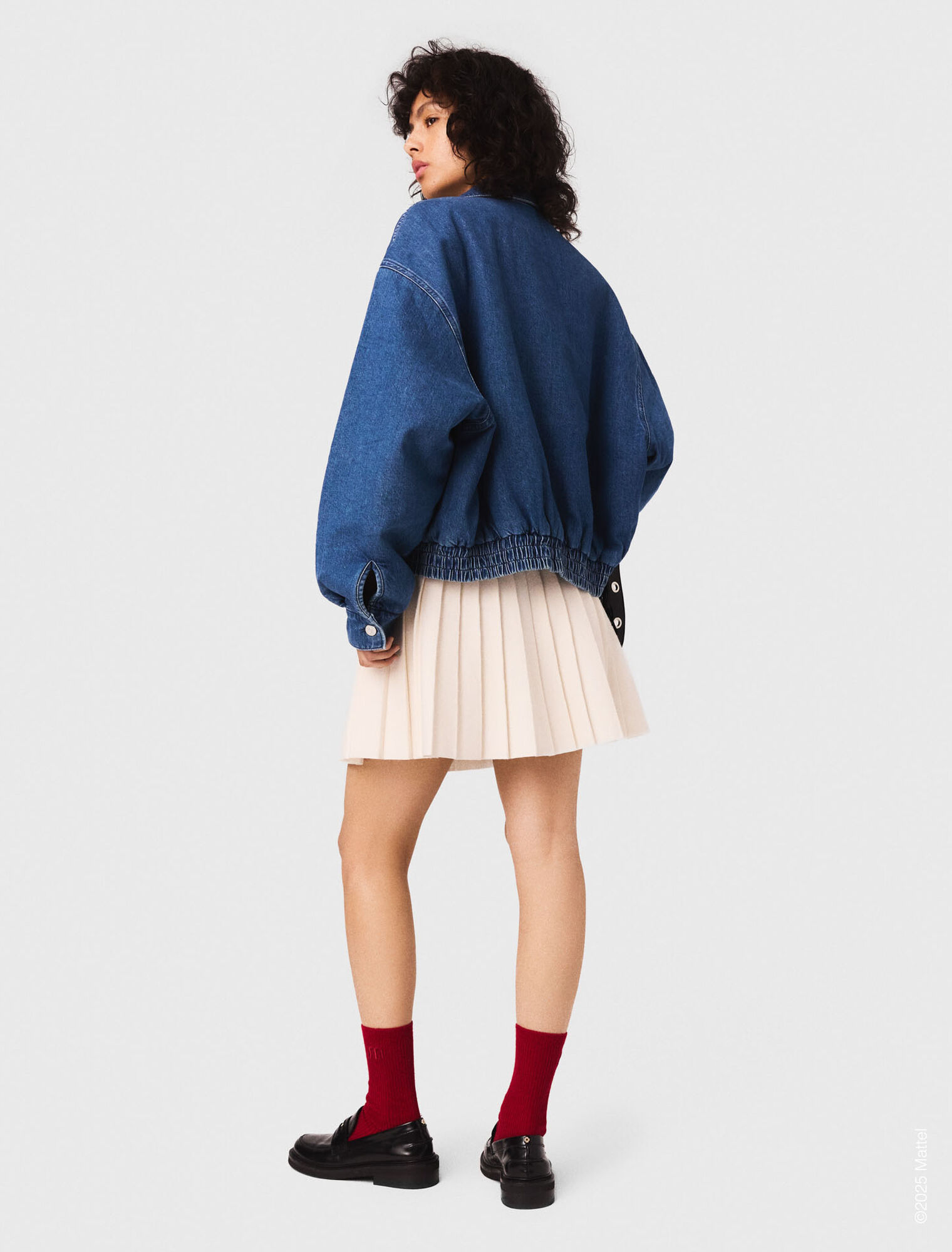 Giacca oversize in denim ricamato