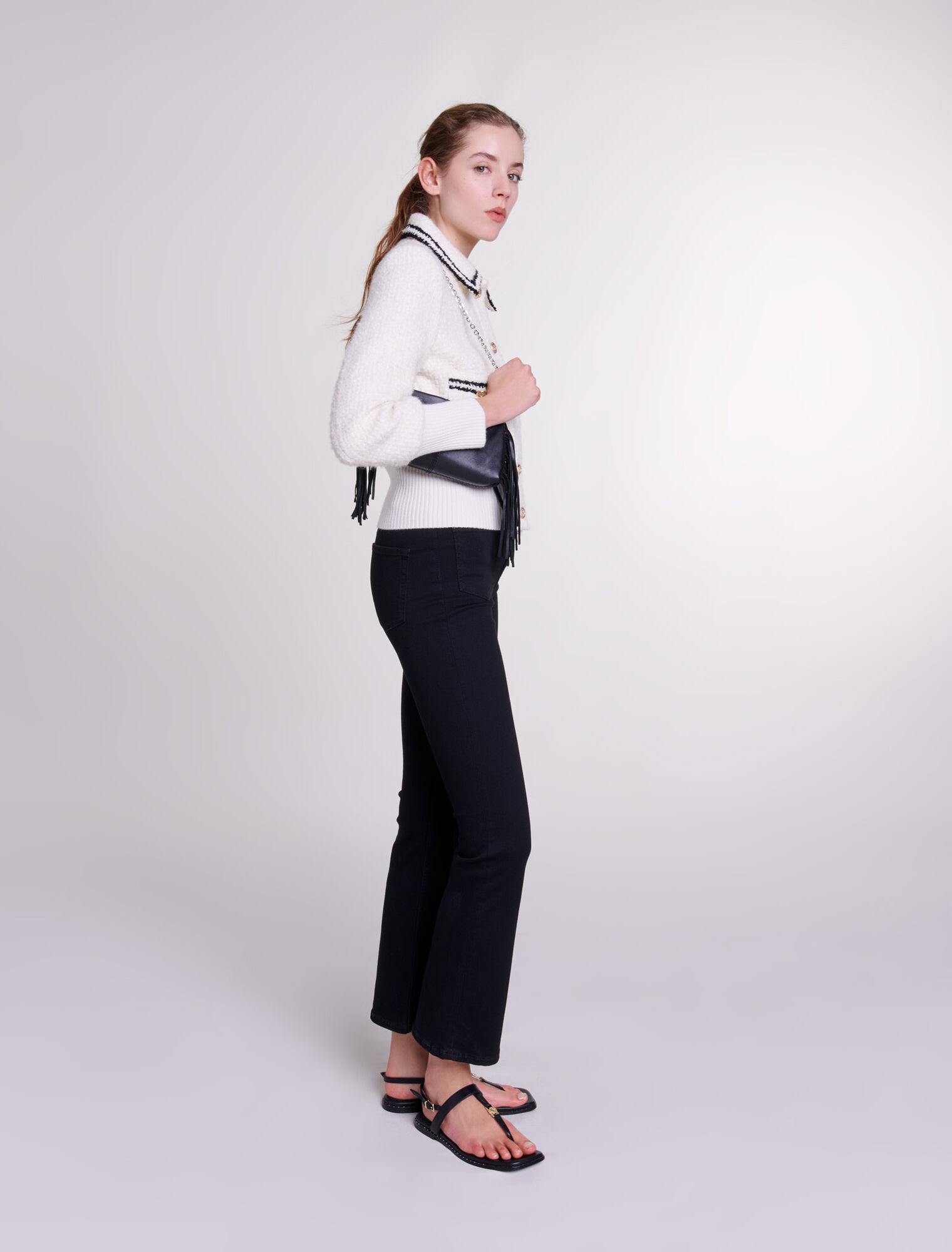 Giubbotto stile tweed contrastante