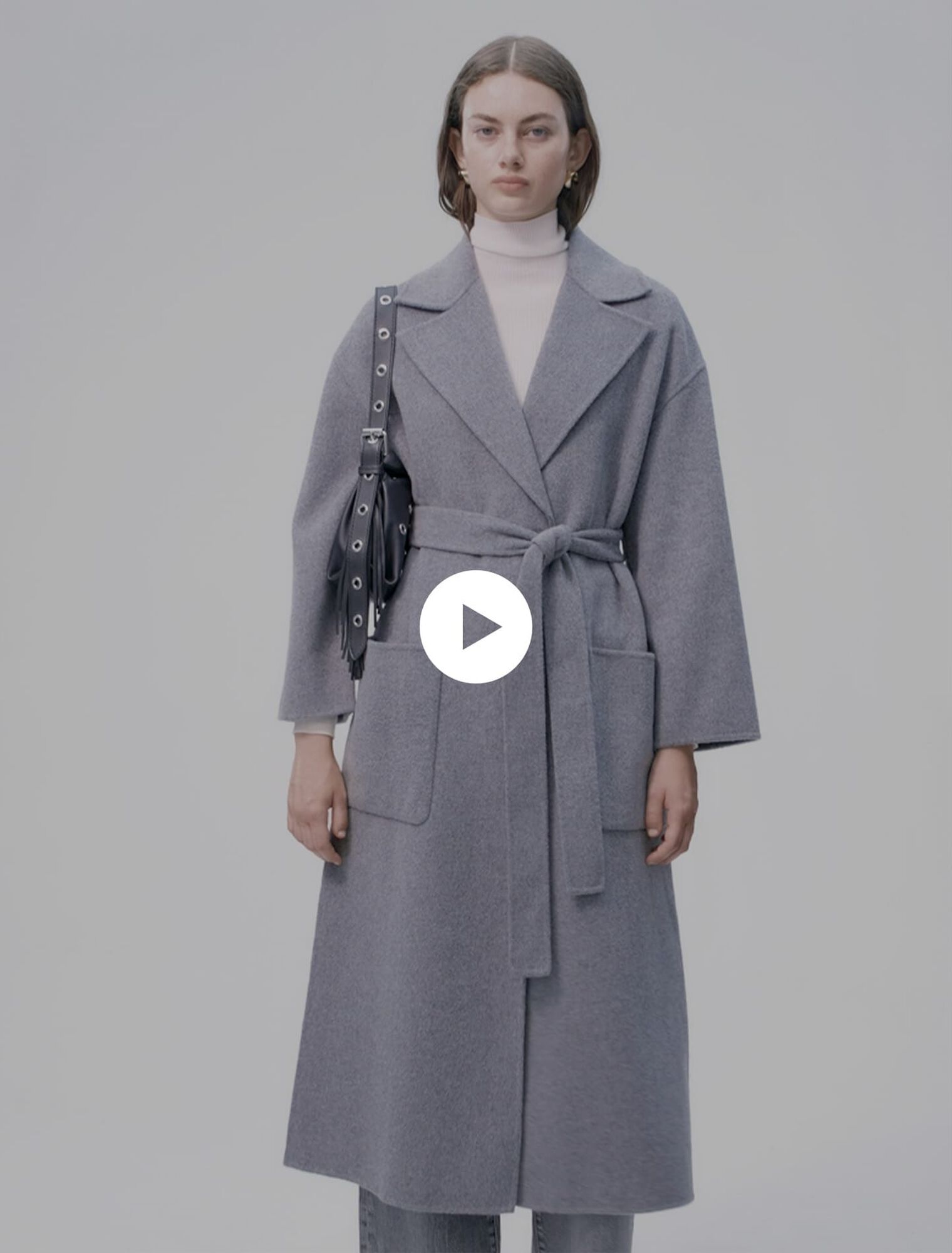 Cappotto lungo cintura double face