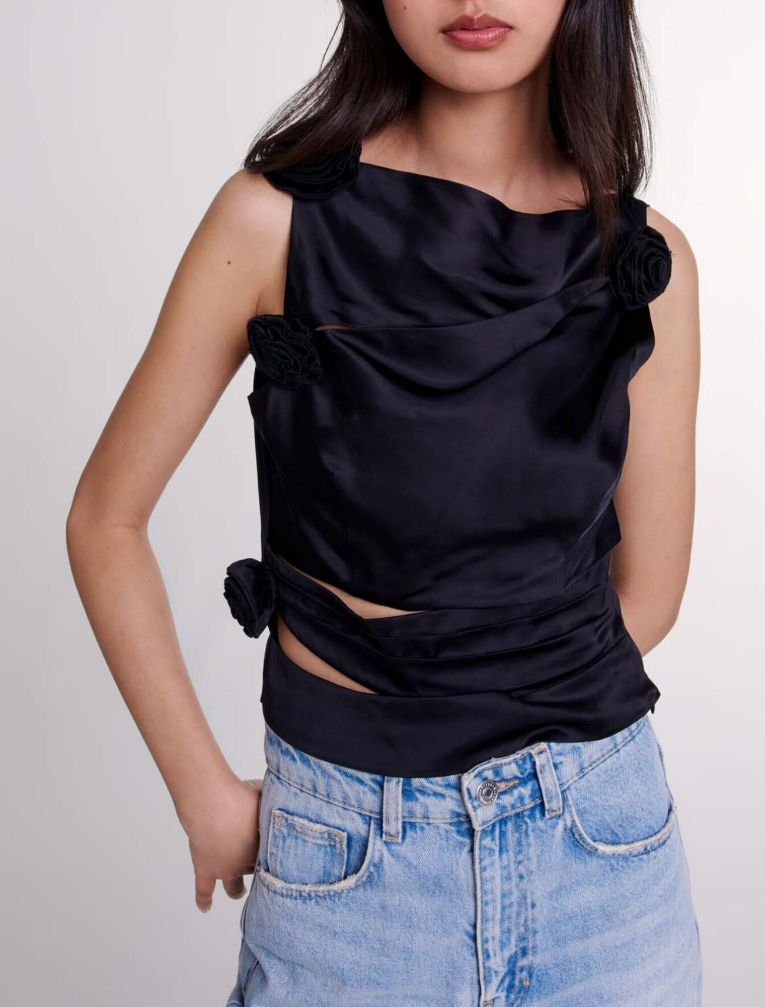 Top drappeggiato satinato