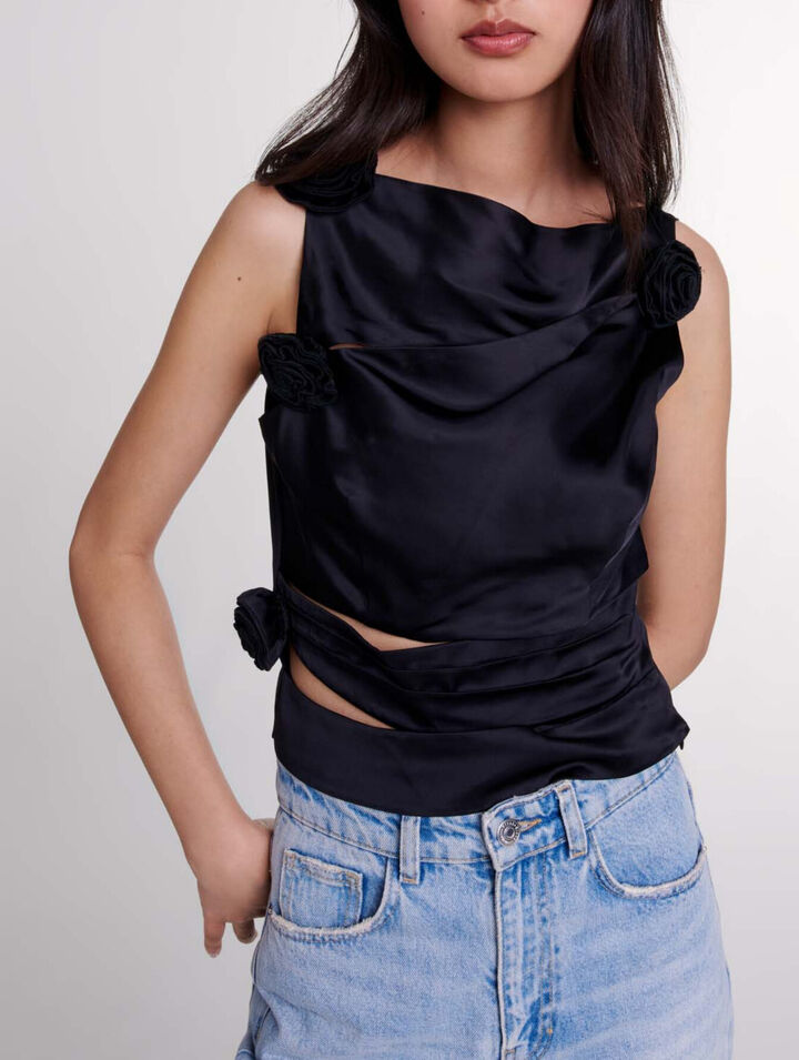 Top drappeggiato satinato