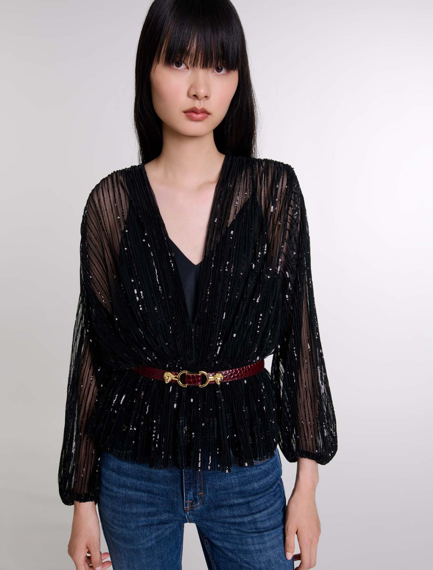 Top in paillettes con cintura