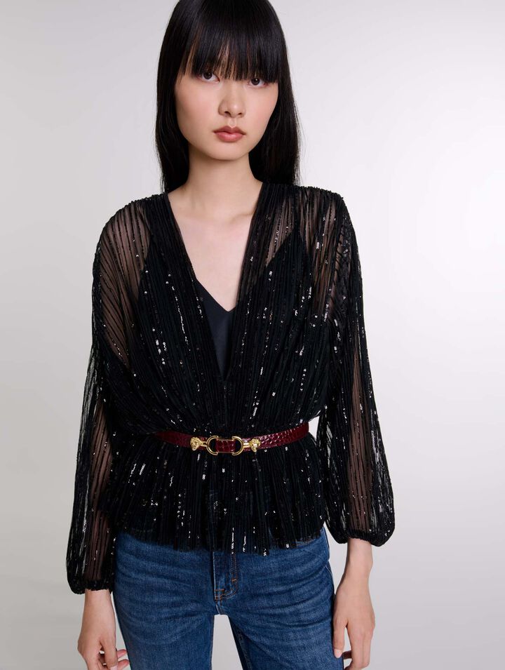 Top in paillettes con cintura