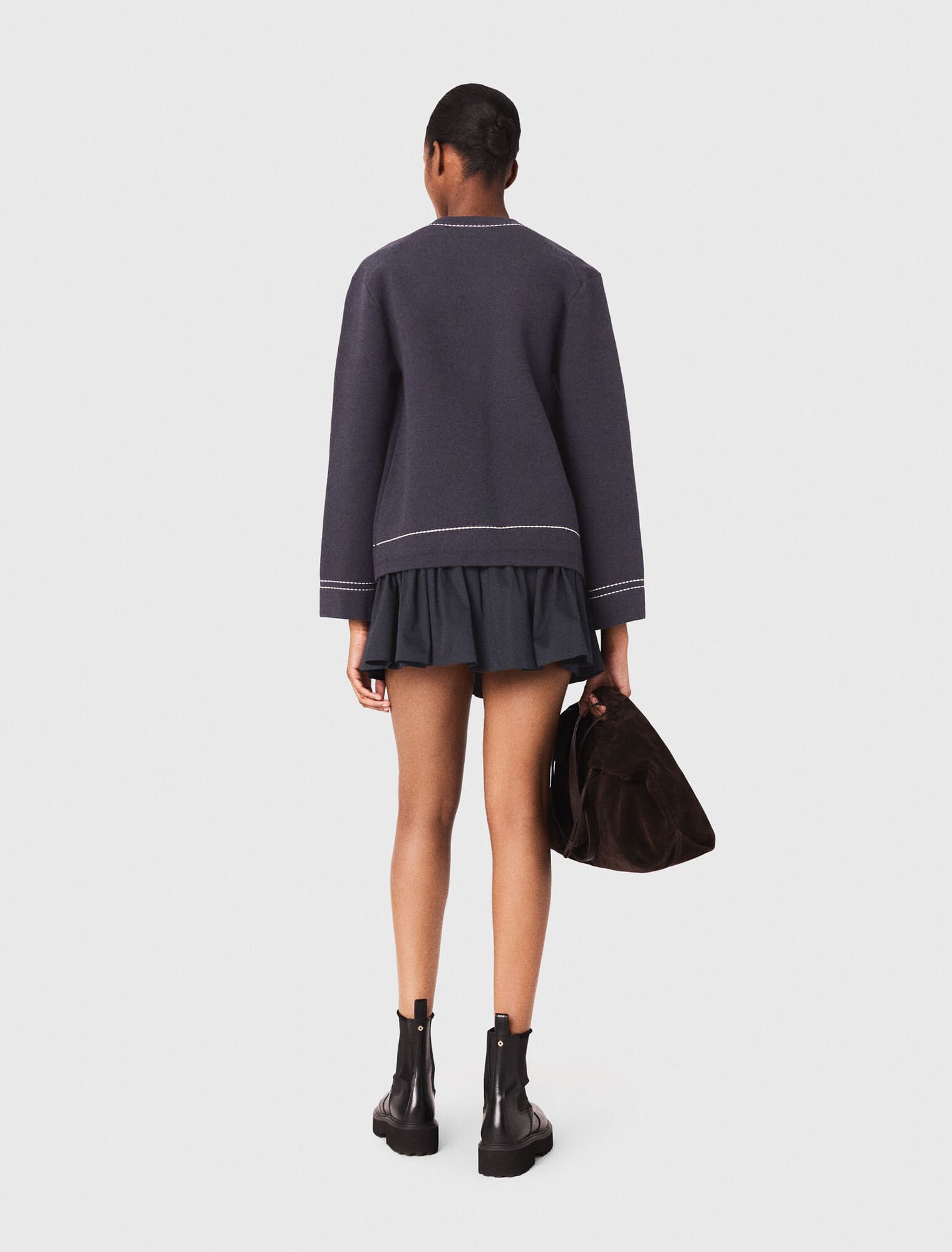 Cardigan lungo in maglia trapuntata