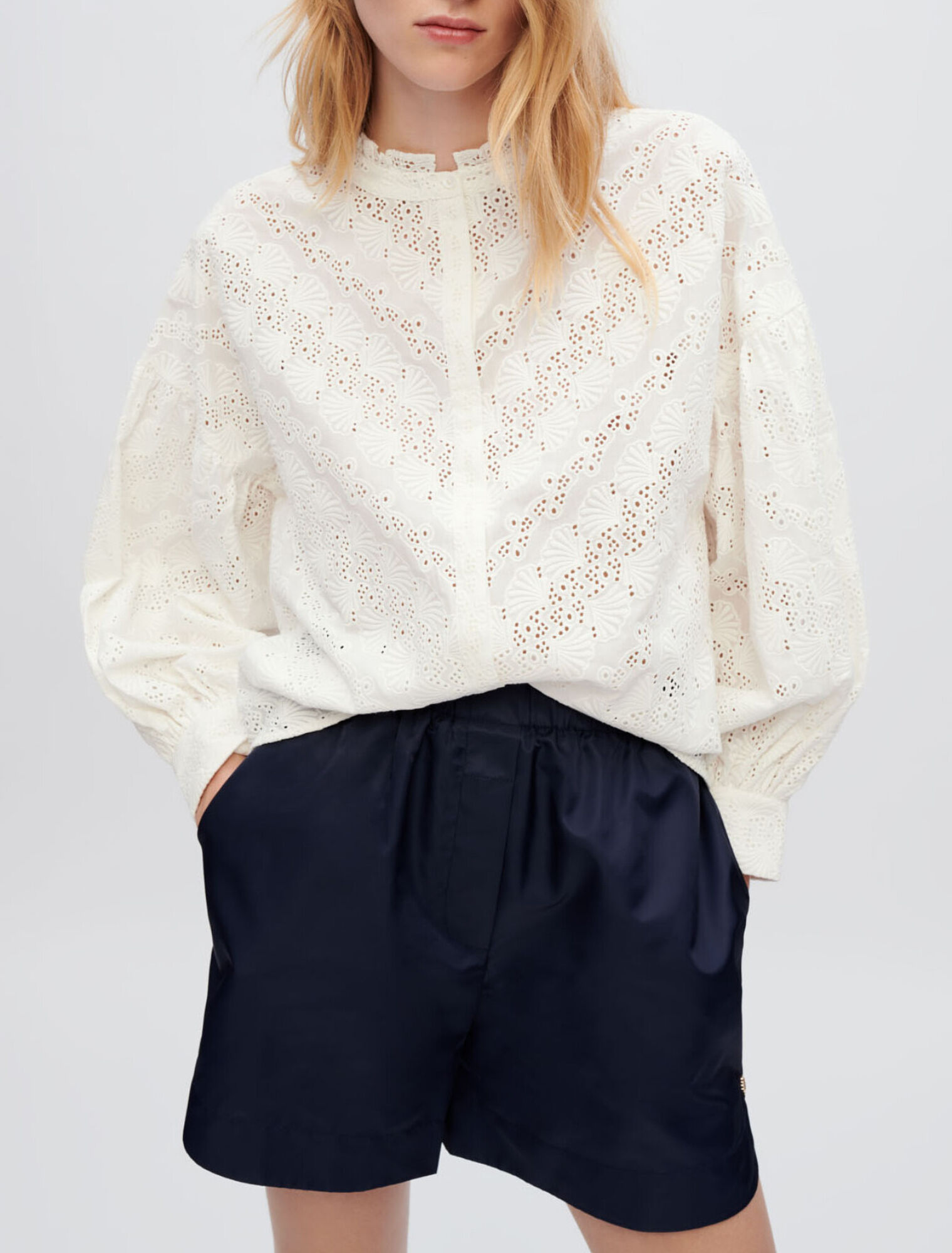 Camicia in cotone ricamato