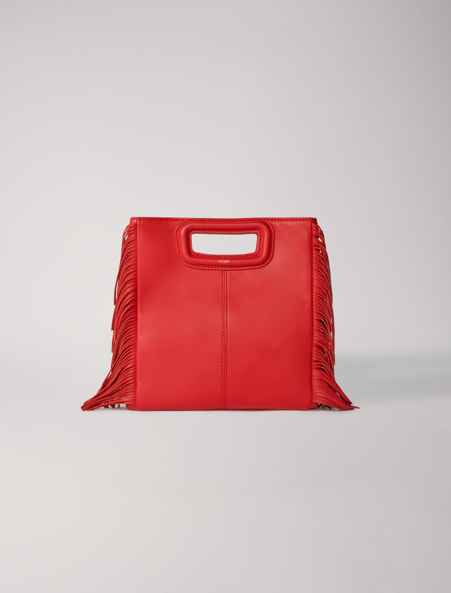 Borsa M con frange in pelle liscia