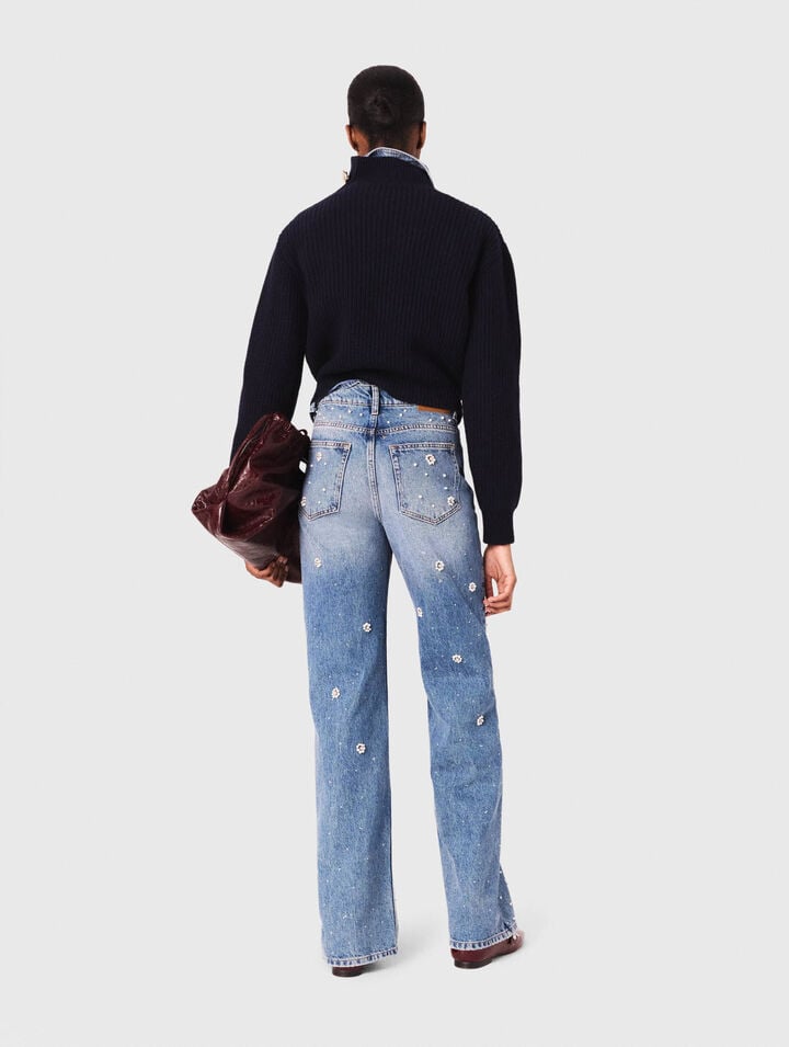Jeans larghi ricamati