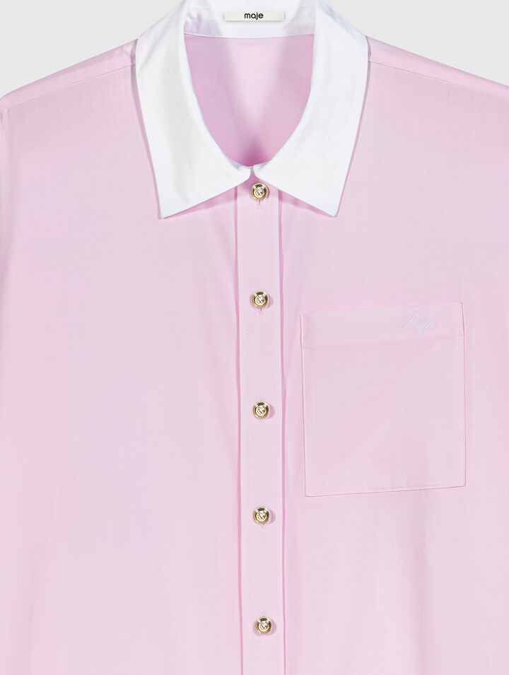Camicia corta colletto a contrasto
