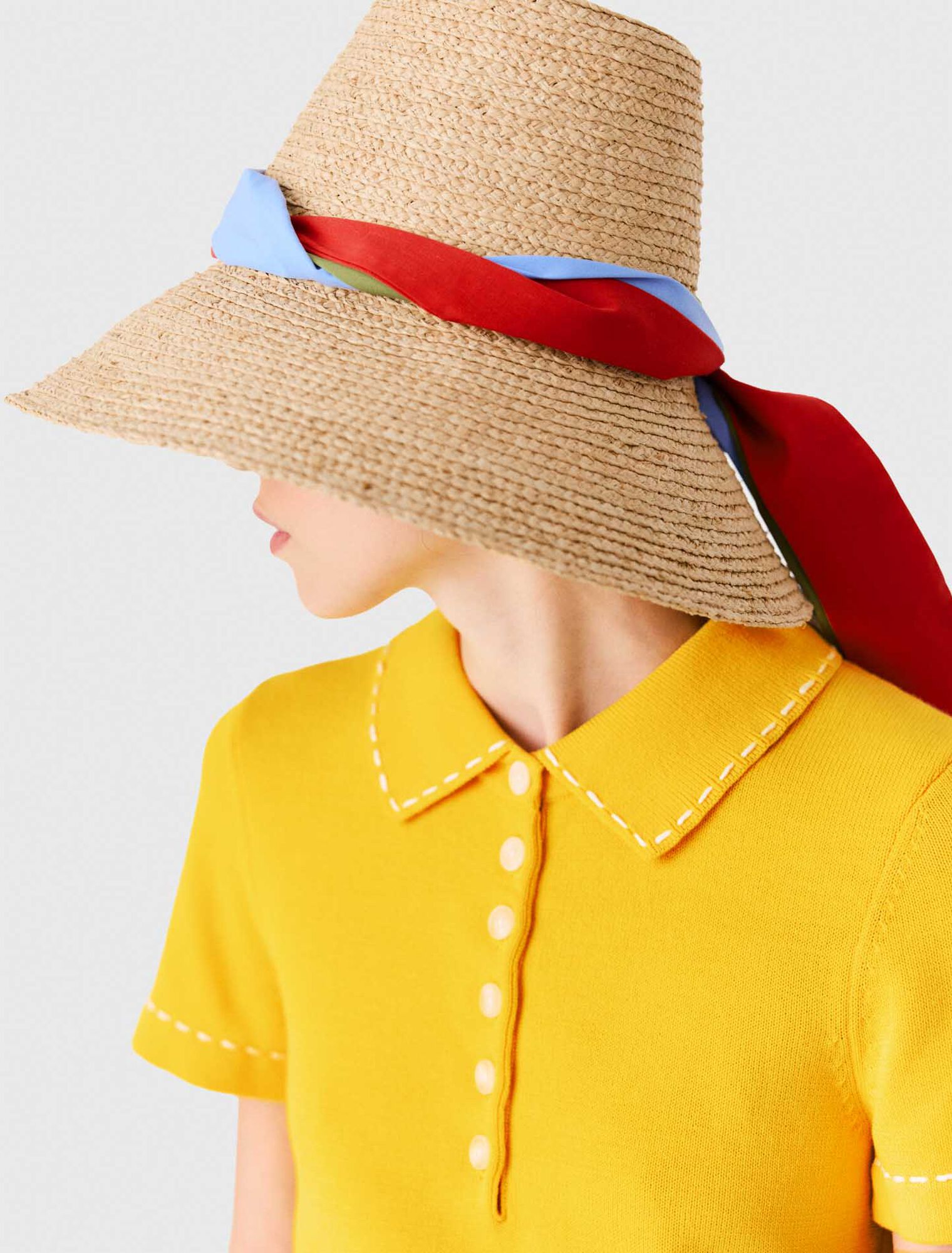 Cappello rafia con nastro stampato