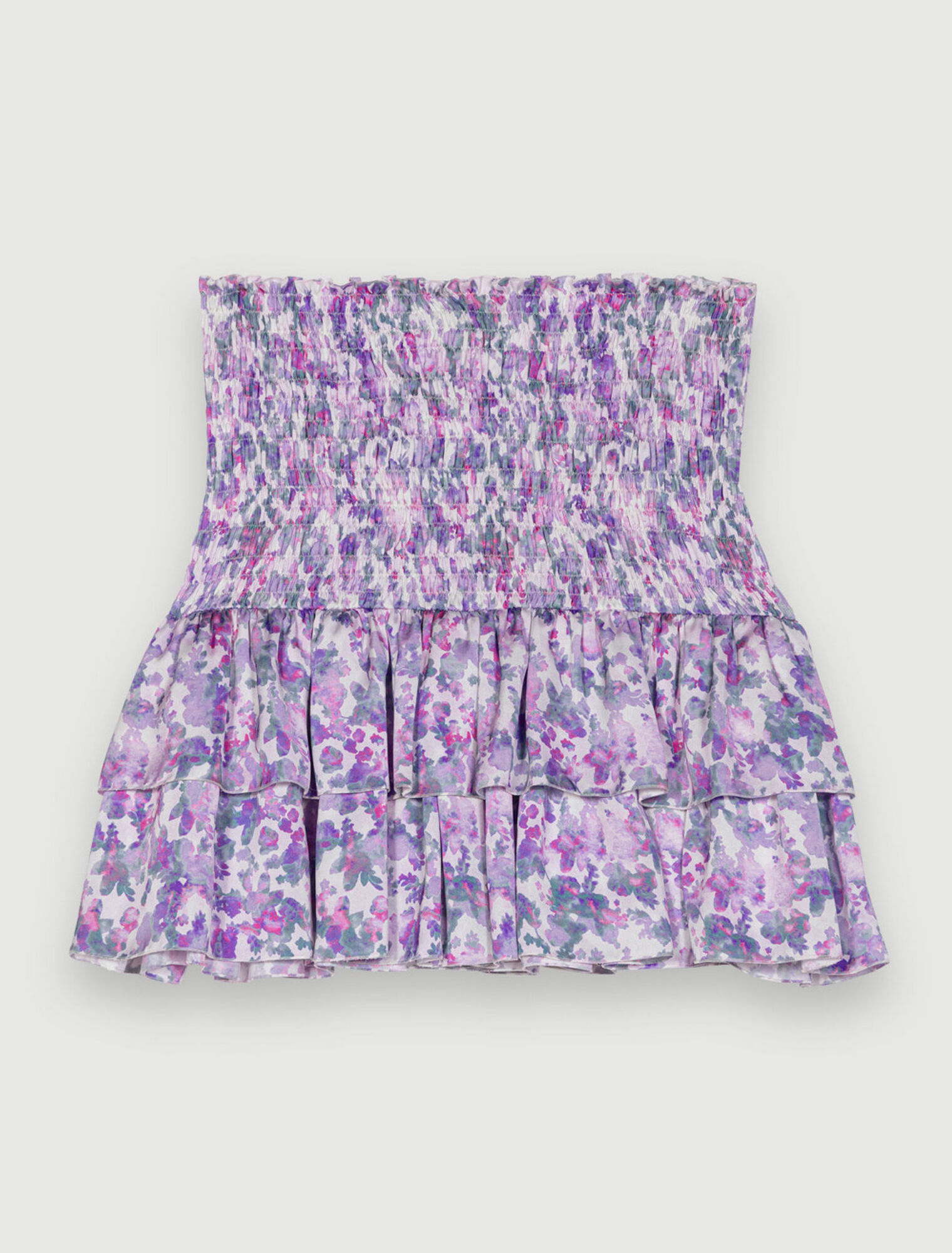 Gonna smocked con stampa floreale