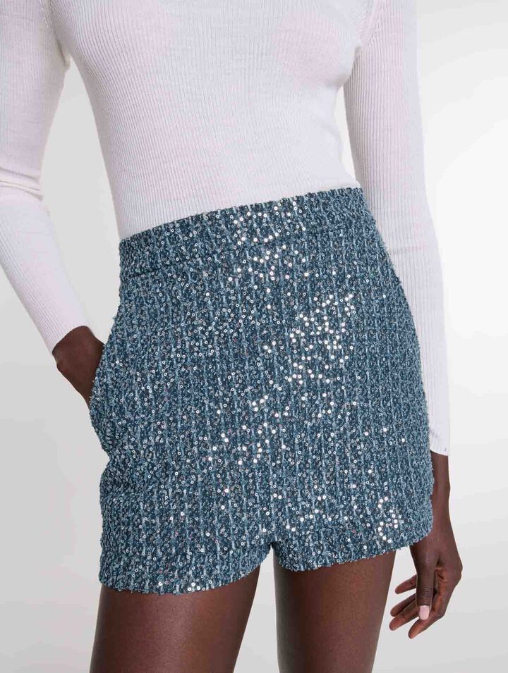 Shorts trompe l'oeil in tweed