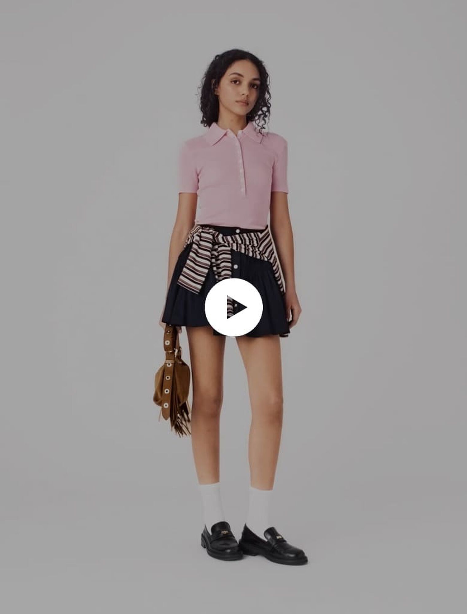 Pullover a coste collo polo