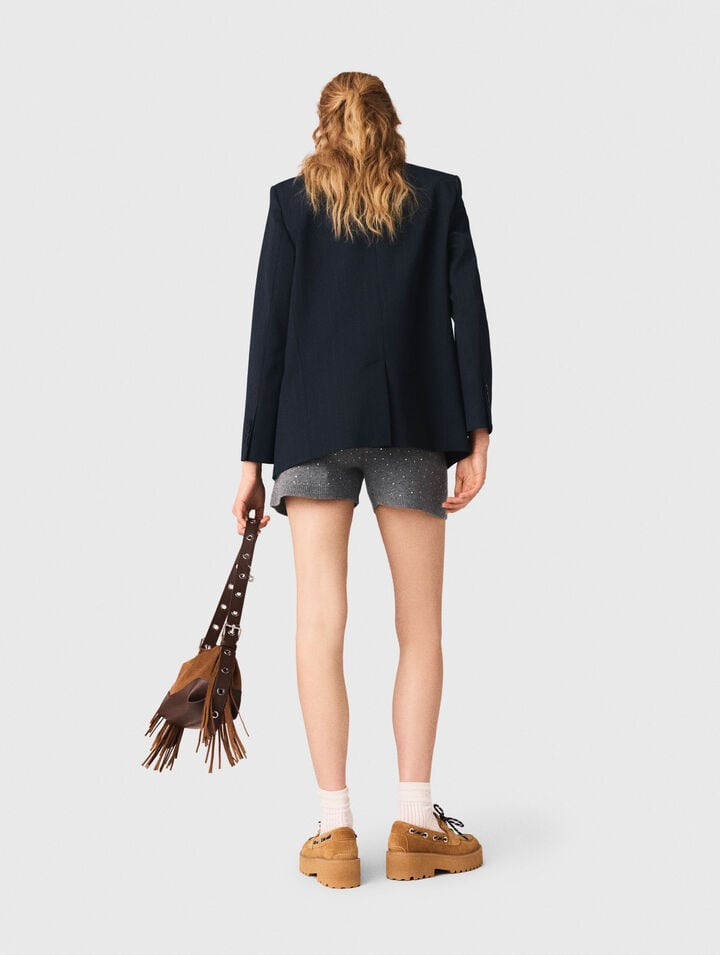 Shorts in maglia con strass