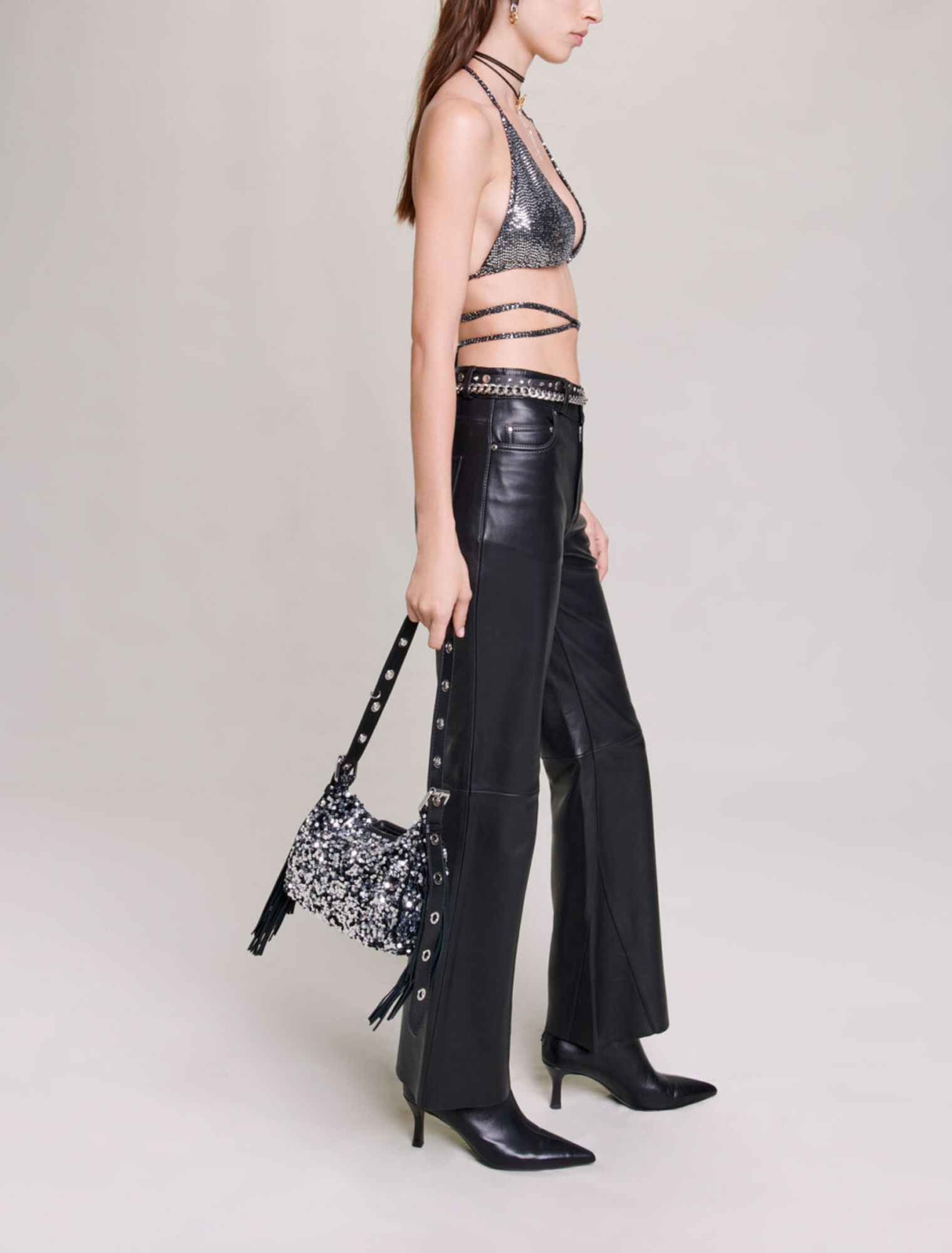 Top a triangolo con glitter