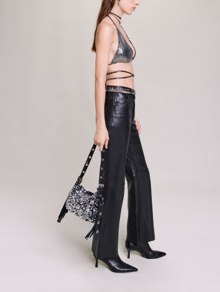 Top a triangolo con glitter