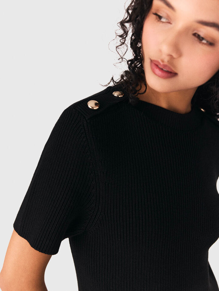 Abito corto in maglia e taffet&agrave;