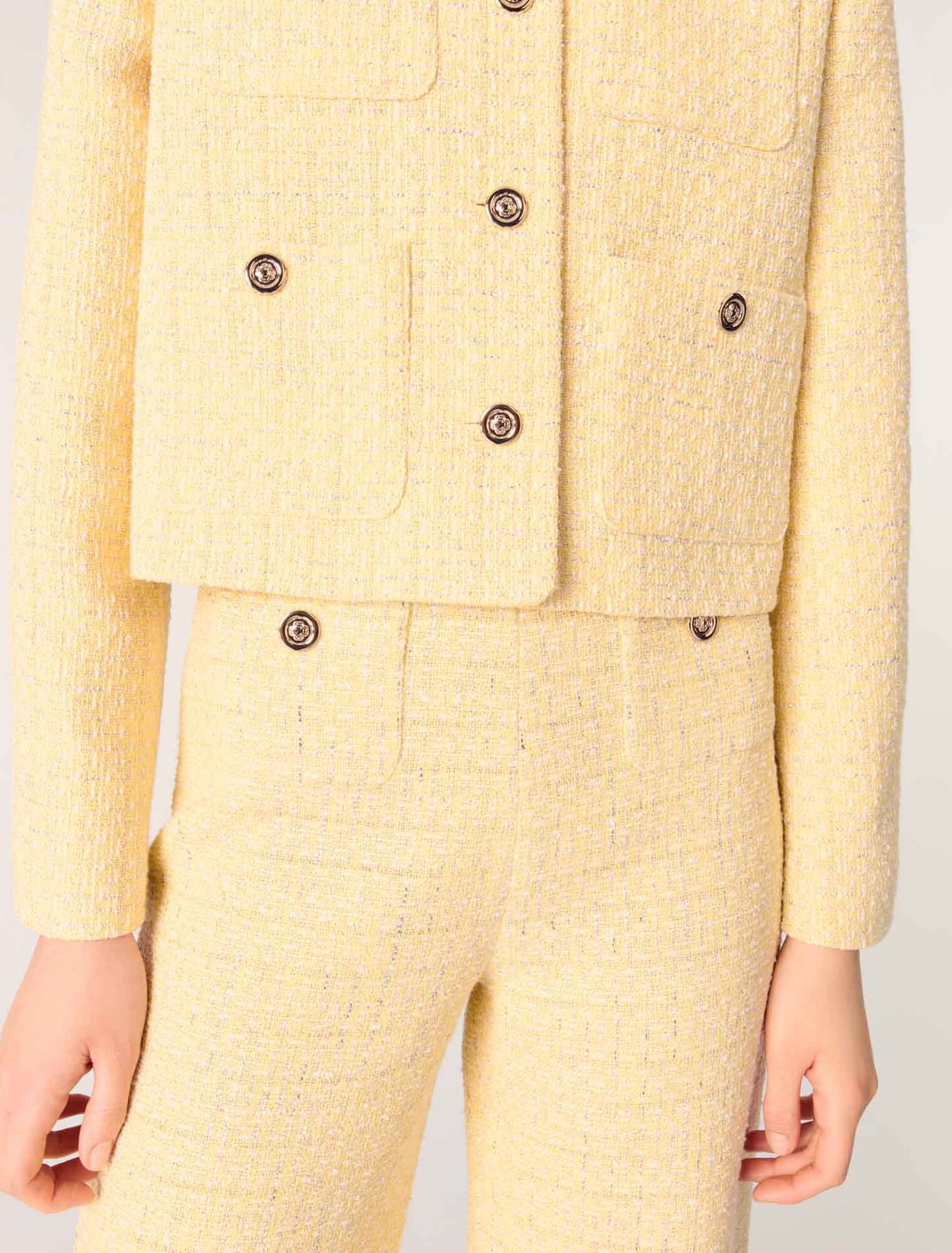 Pantaloni dritti in tweed e lurex