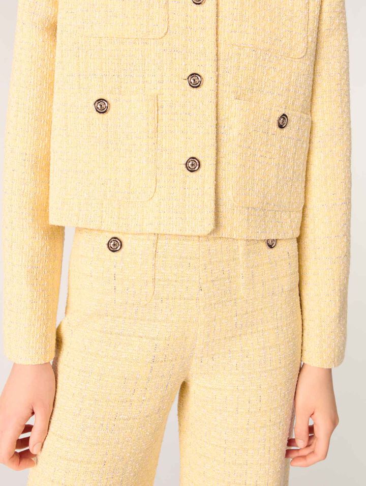 Pantaloni dritti in tweed e lurex