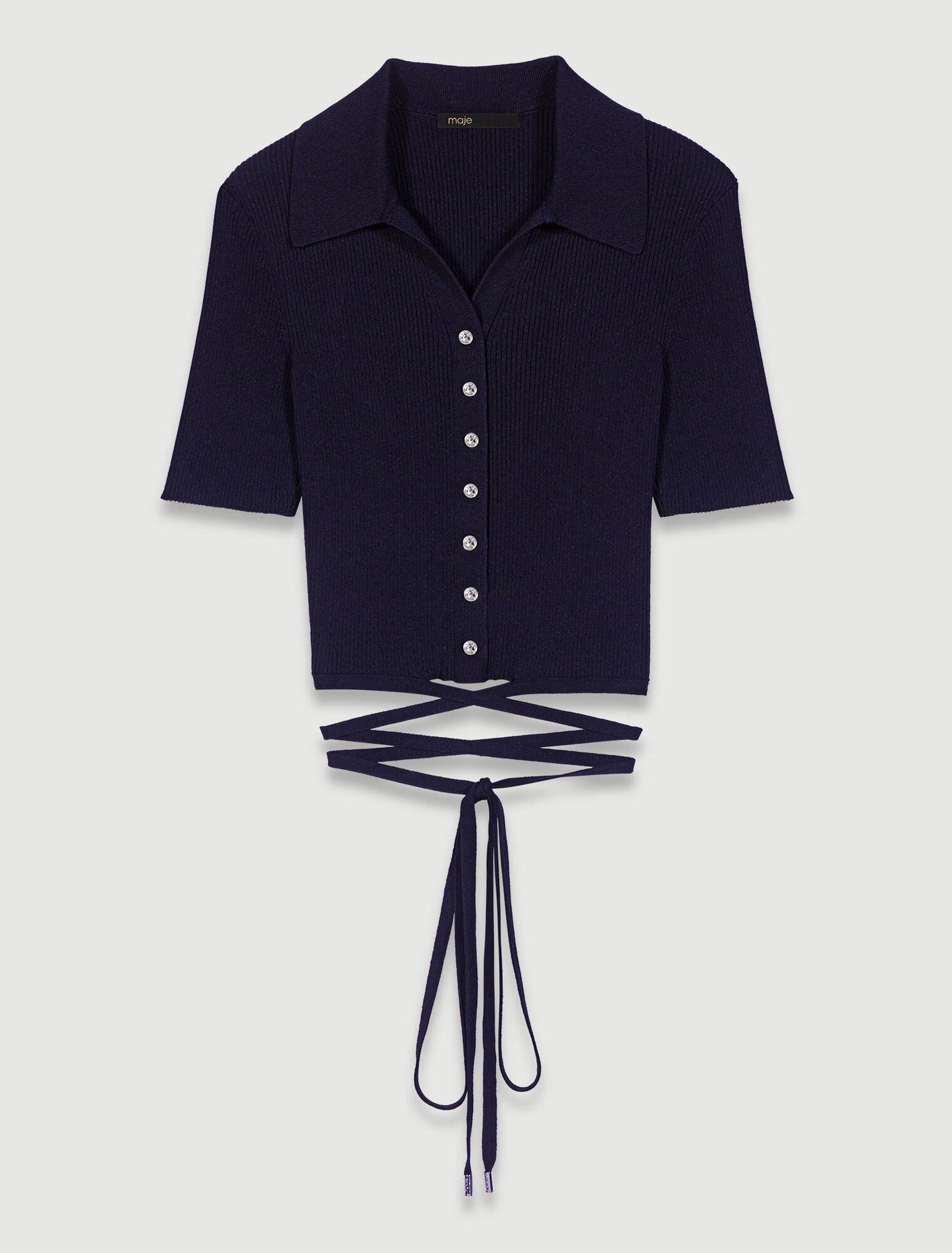 Top corto in maglia con lacci