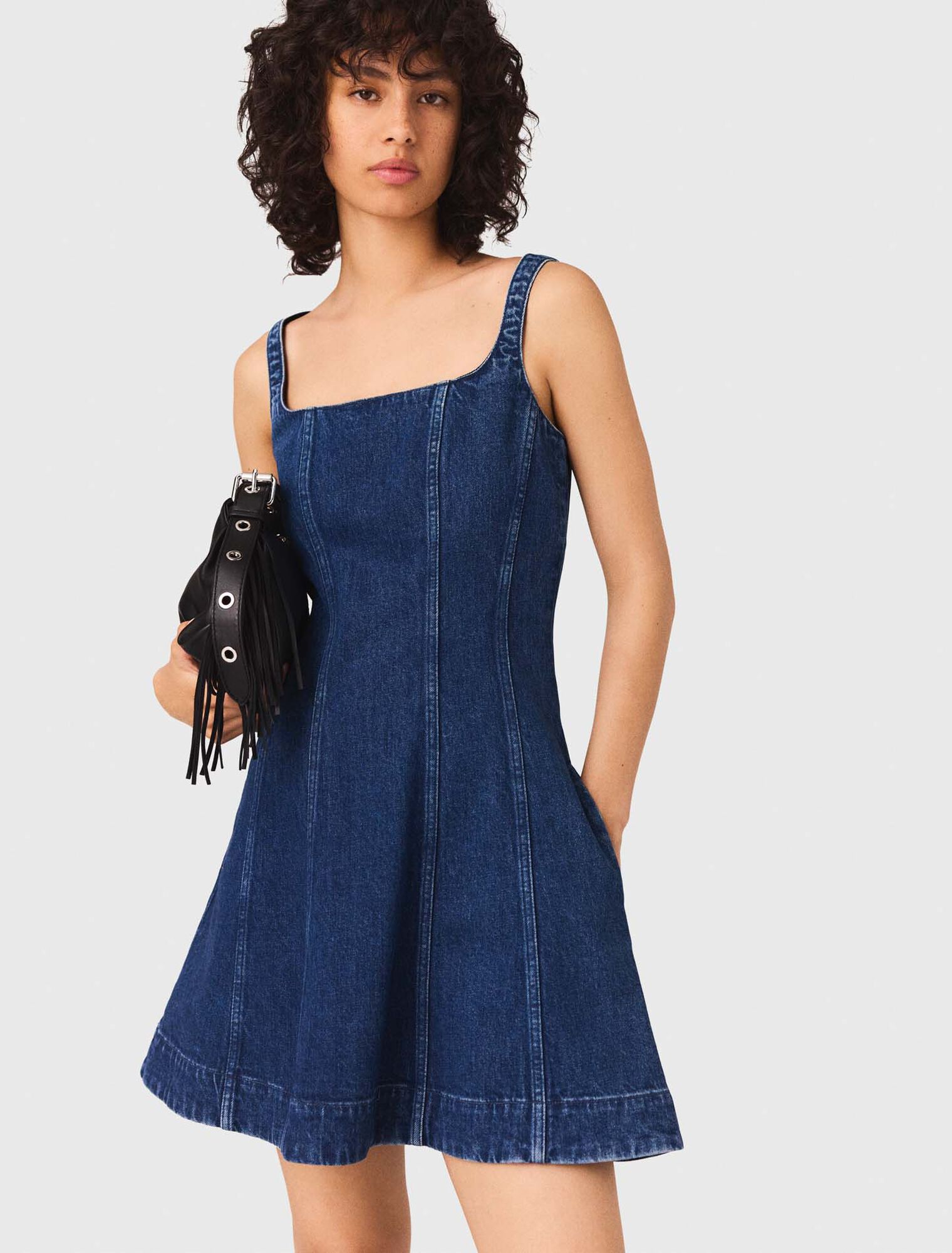 Abito babydoll corto in denim