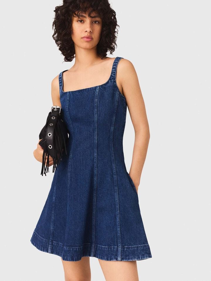 Abito babydoll corto in denim