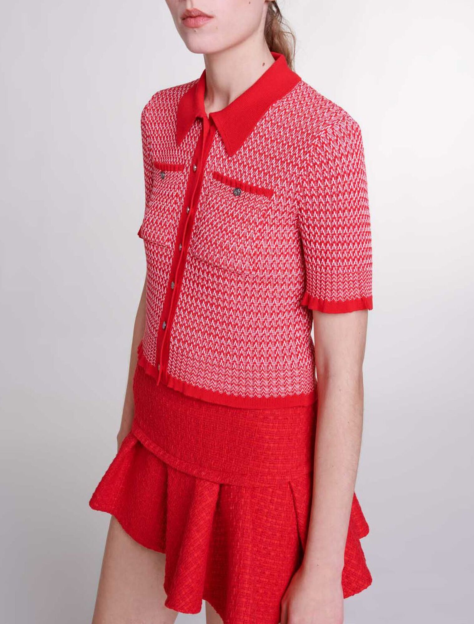 Polo corta con fantasia spigata