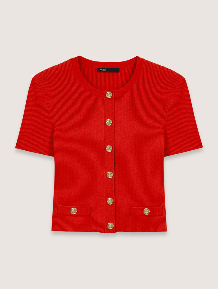 Cardigan corto con bottoni dorati
