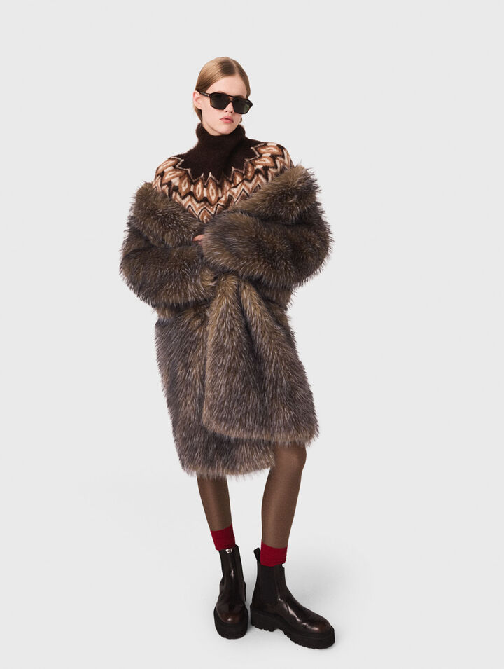 Cappotto lungo in ecopelliccia