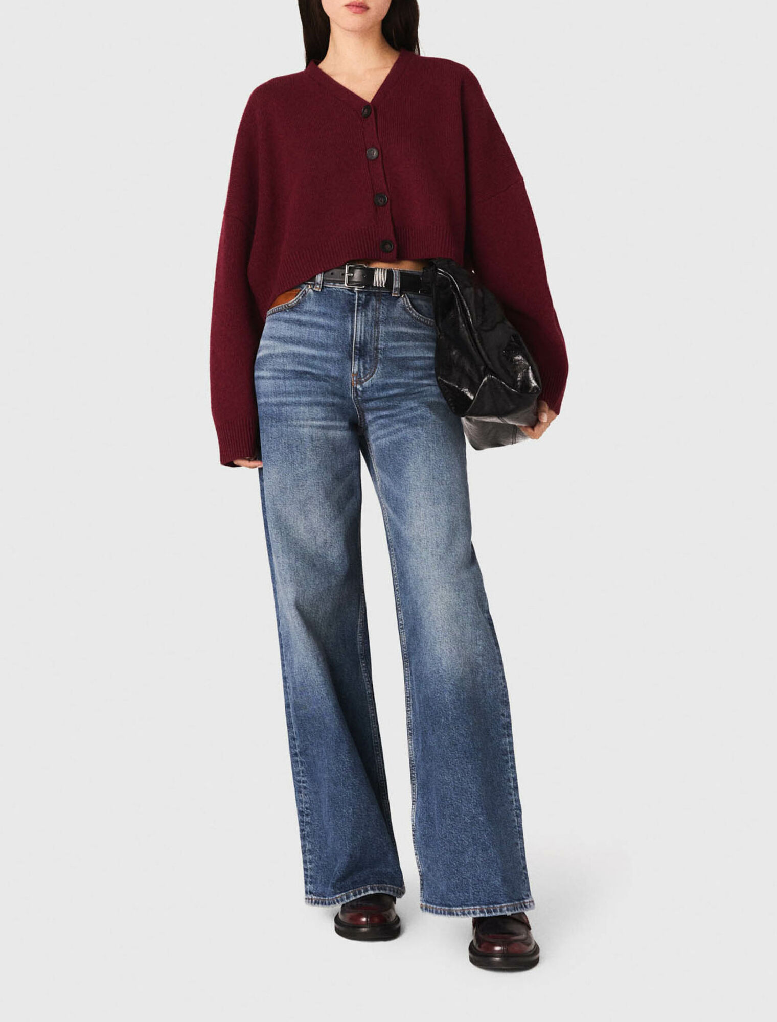 Cardigan cropped in misto lana