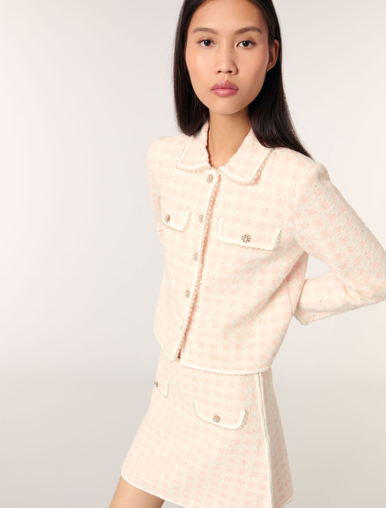 Giacca in maglia effetto tweed