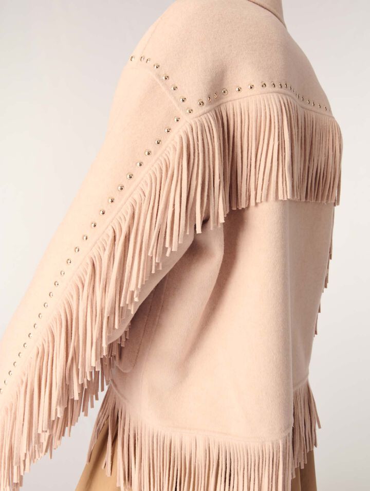 Cappotto double face con frange