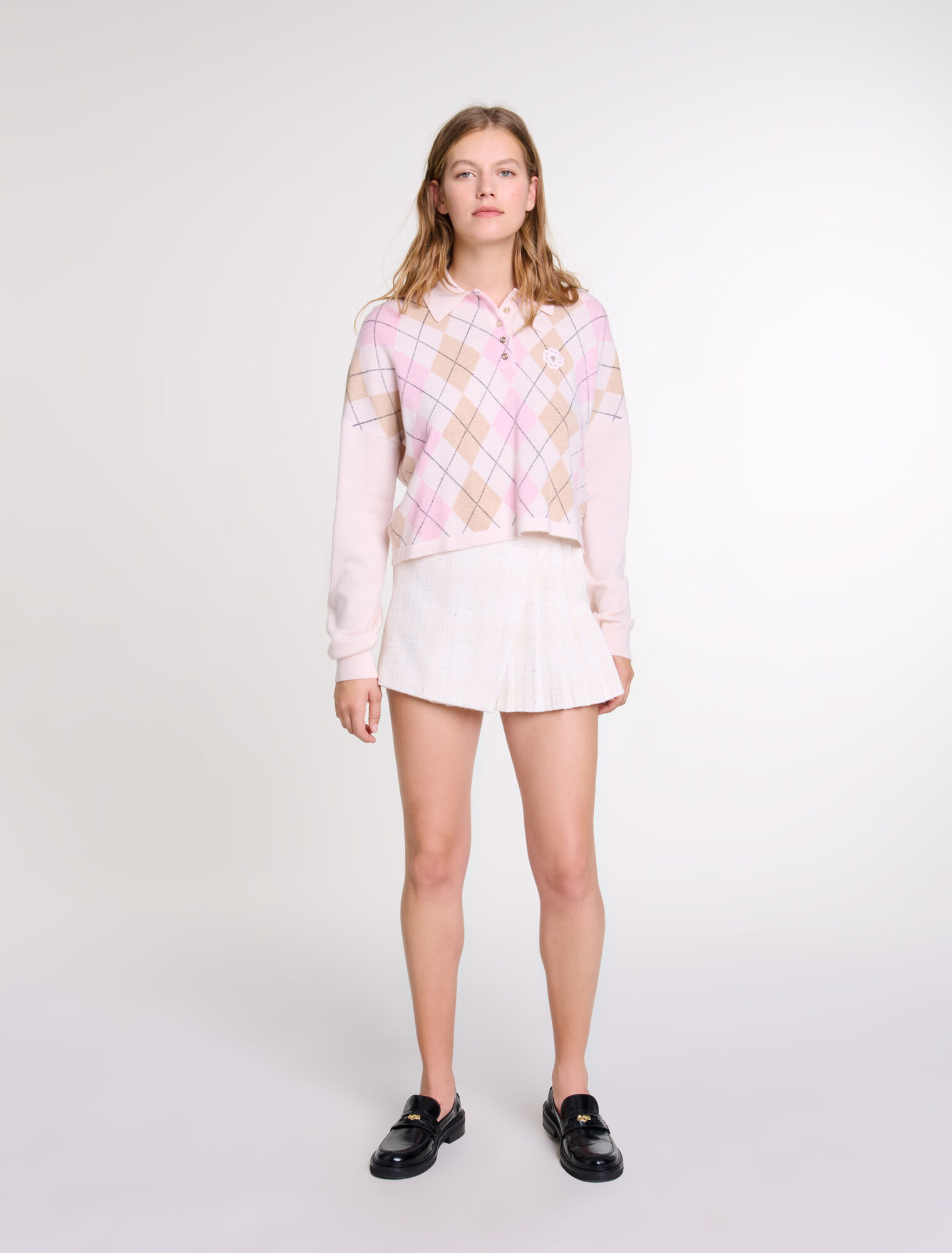 Maglione corto in lana mélange