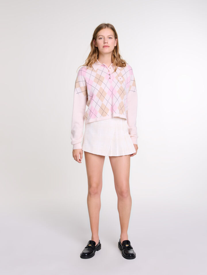 Maglione corto in lana mélange