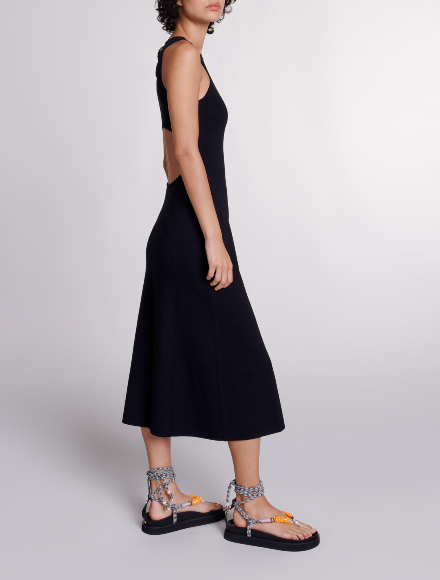 Abito lungo in maglia con cut-out
