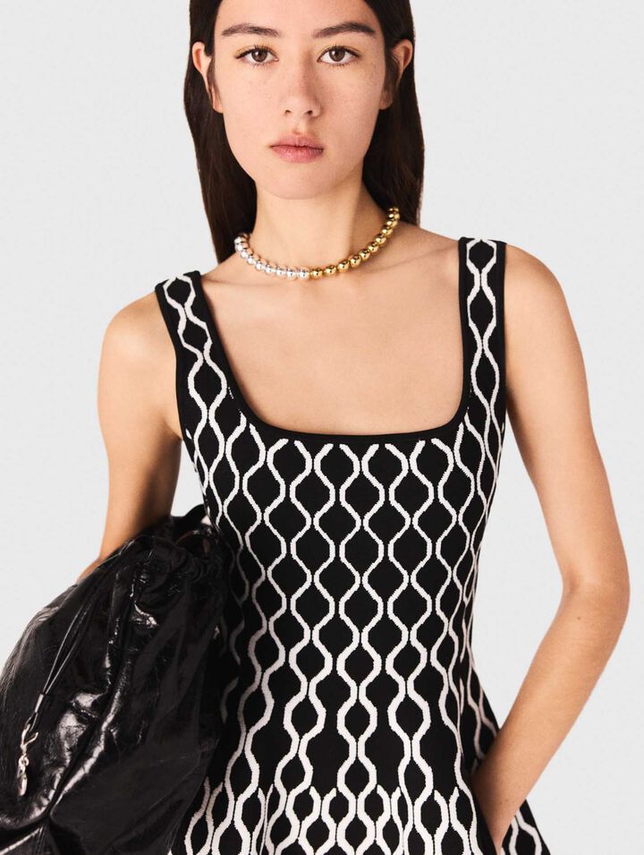 Abito corto in maglia jacquard