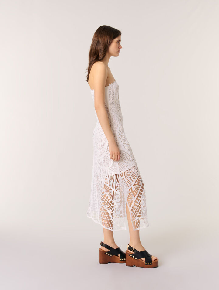 Abito lungo asimmetrico in crochet
