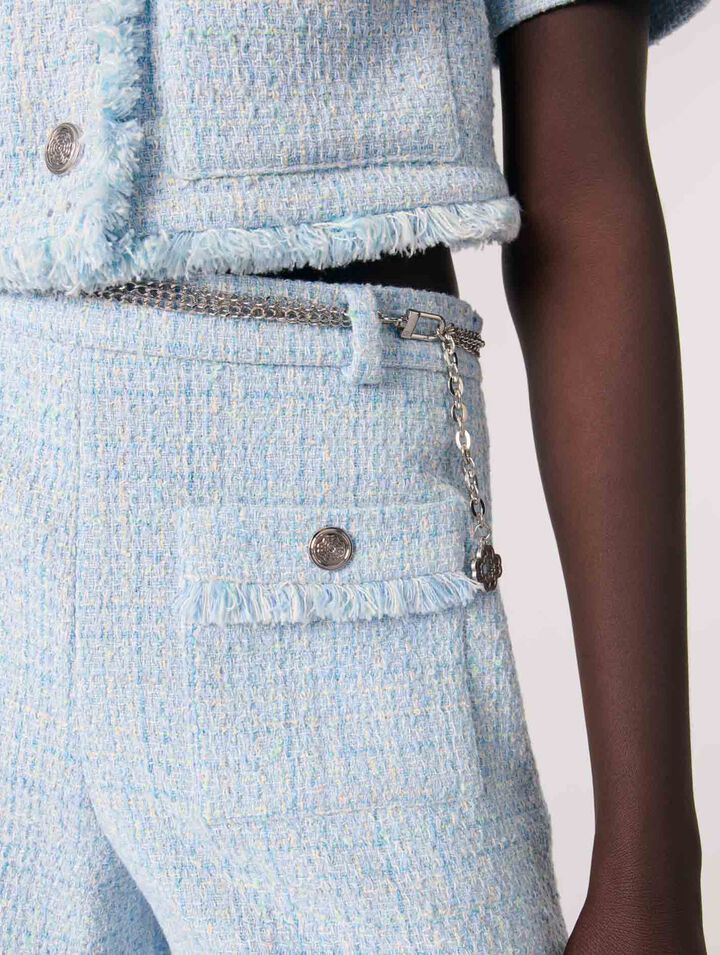 Shorts in tweed con cintura