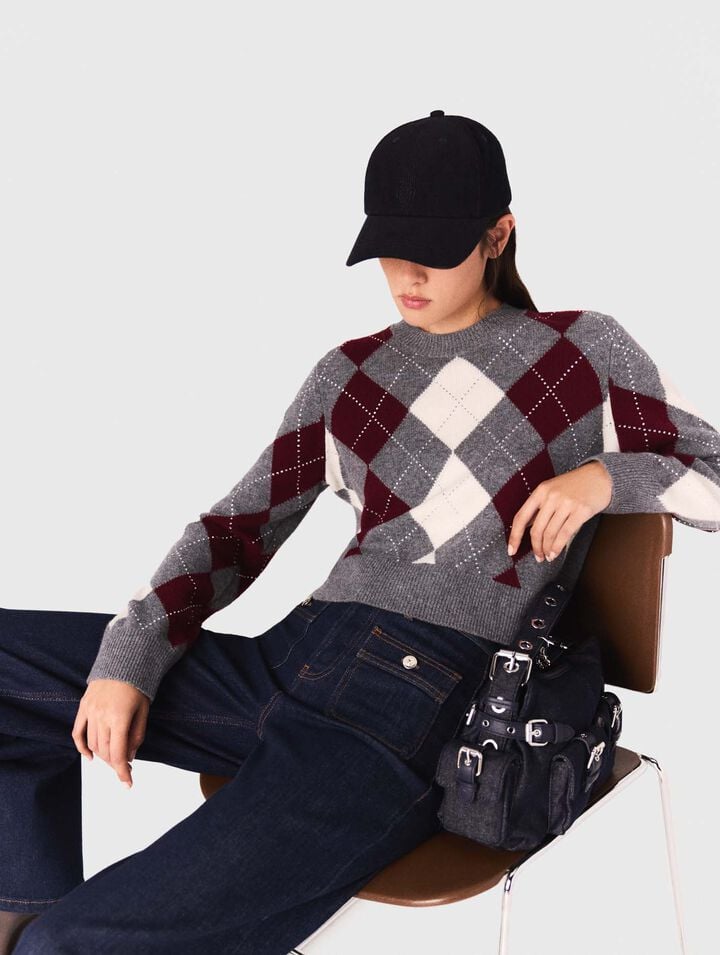 Maglione corto a fantasia argyle