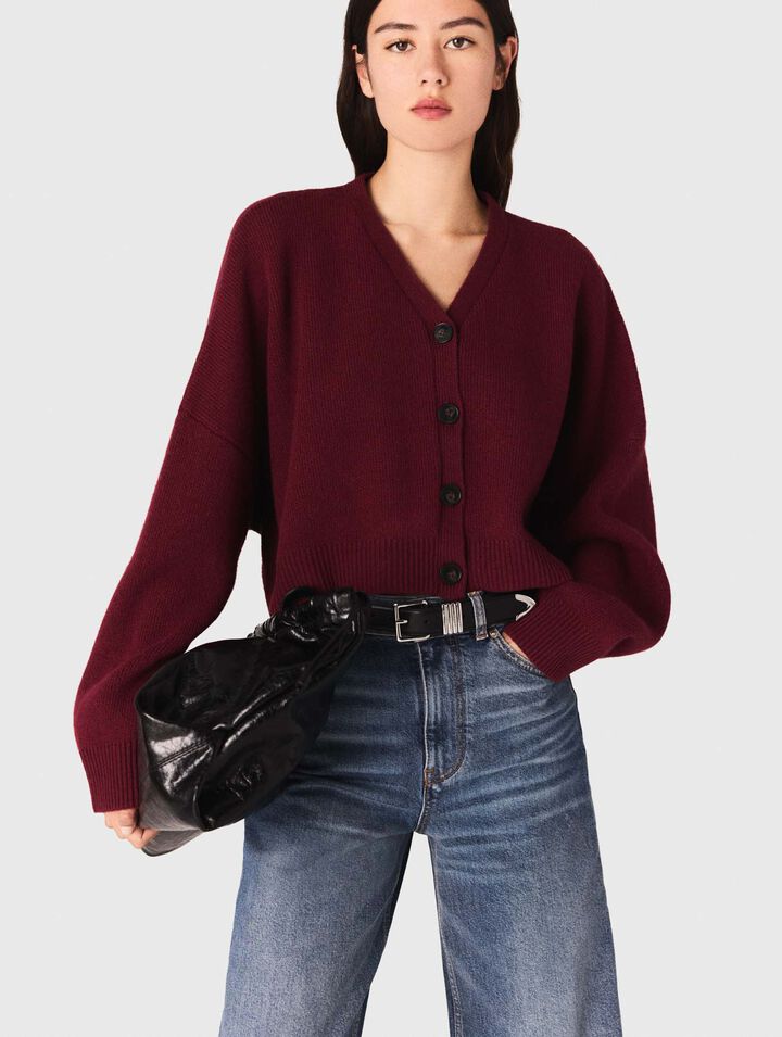 Cardigan cropped in misto lana