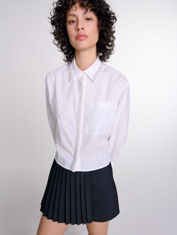 Camicia corta decorata con perline