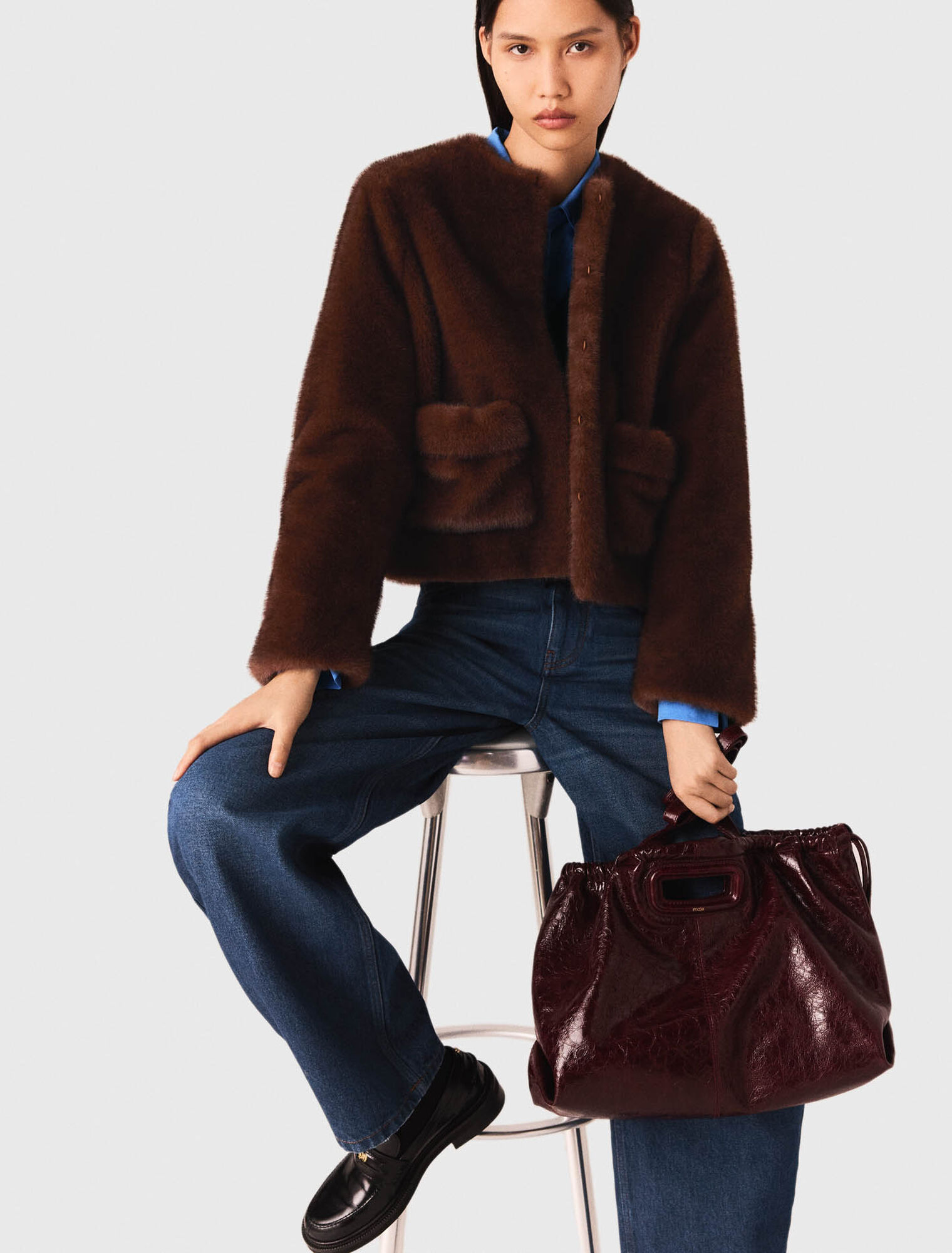 Cappotto corto in ecopelliccia