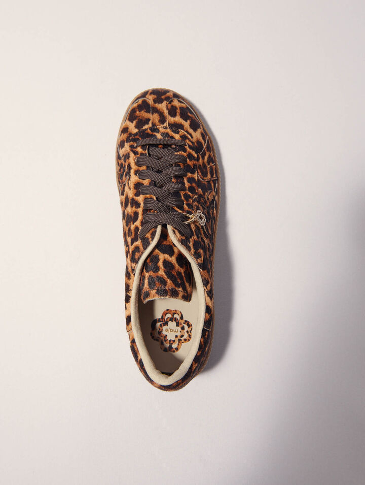 Sneaker casual in pelle leopardata