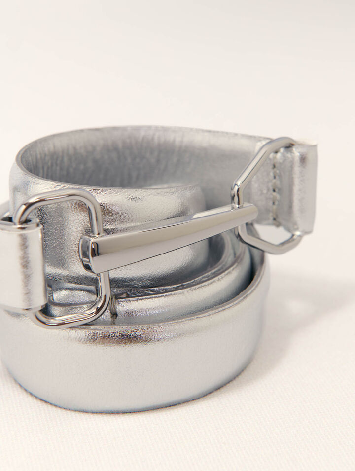 Cintura in pelle metallizzata
