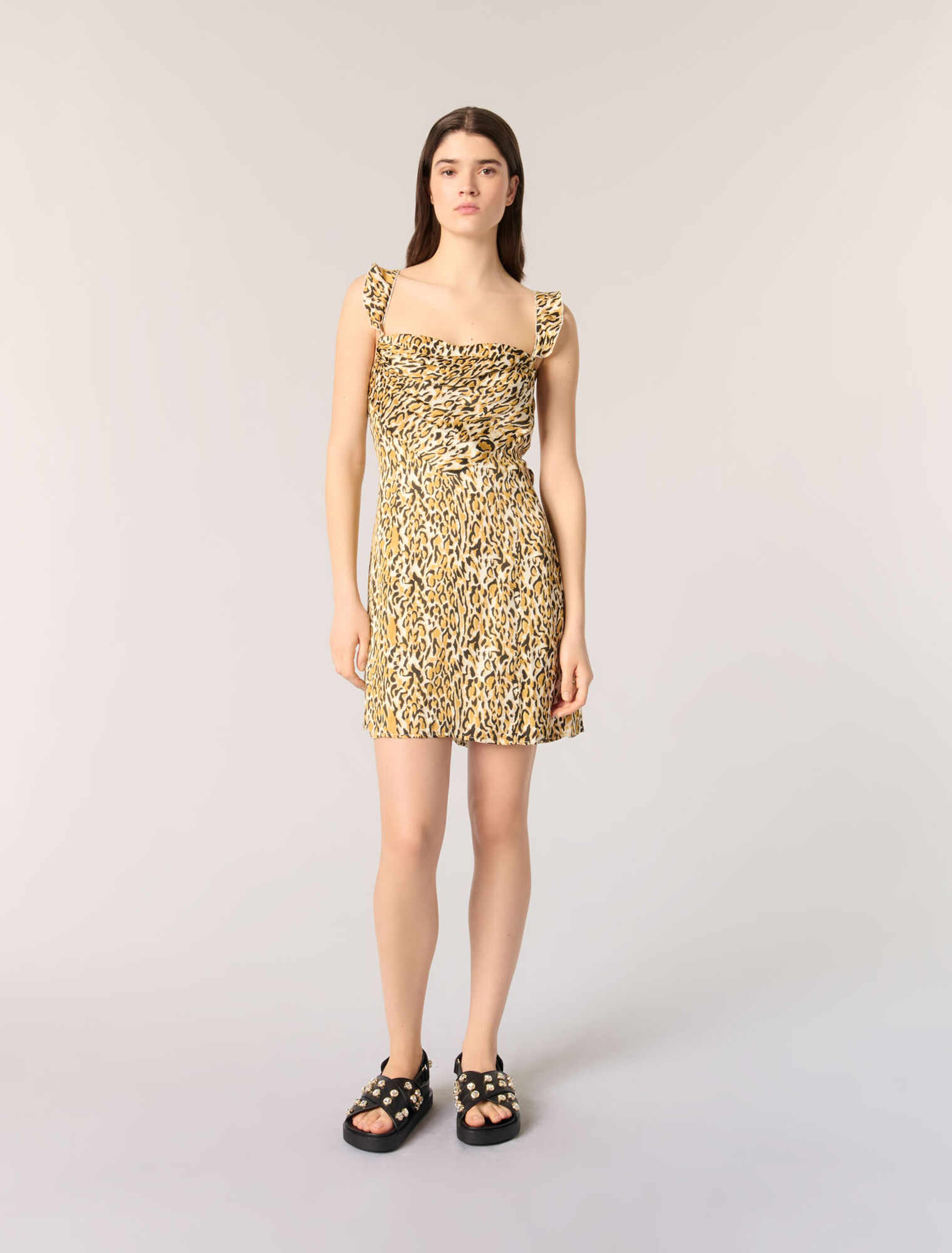 Abito corto con stampa leopardata