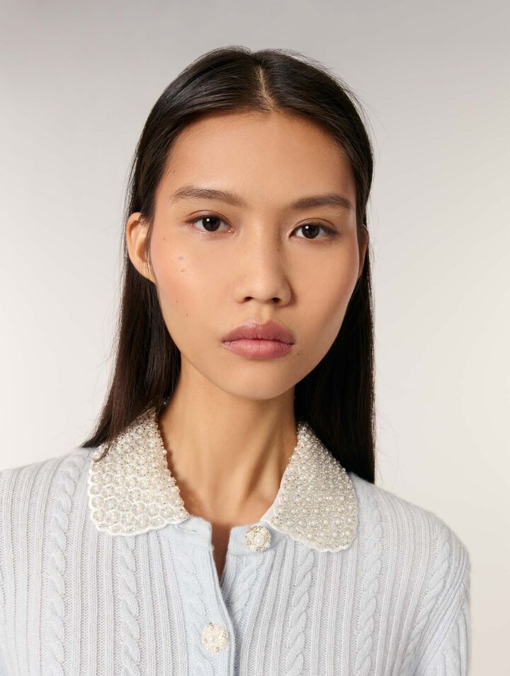 Cardigan con colletto rimovibile